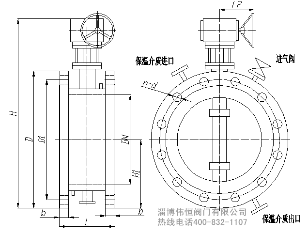 焦化煤氣專(zhuān)用保溫噴吹蝶閥外形尺寸